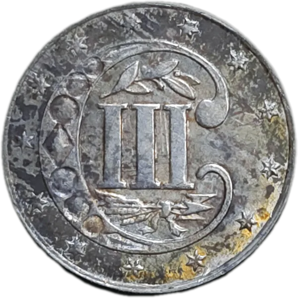 1862 Three Cent Silver Trime Reverse View