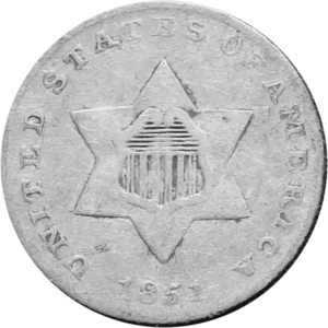 1851 Three Cent Silver Trime Obverse View