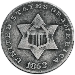 1852 Three Cent Silver Trime Obverse View