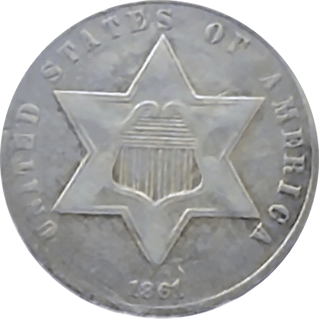 1861 Three Cent Silver Trime Obverse View