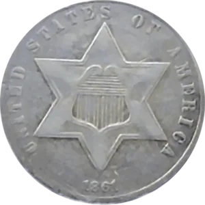 1861 Three Cent Silver Trime Obverse View