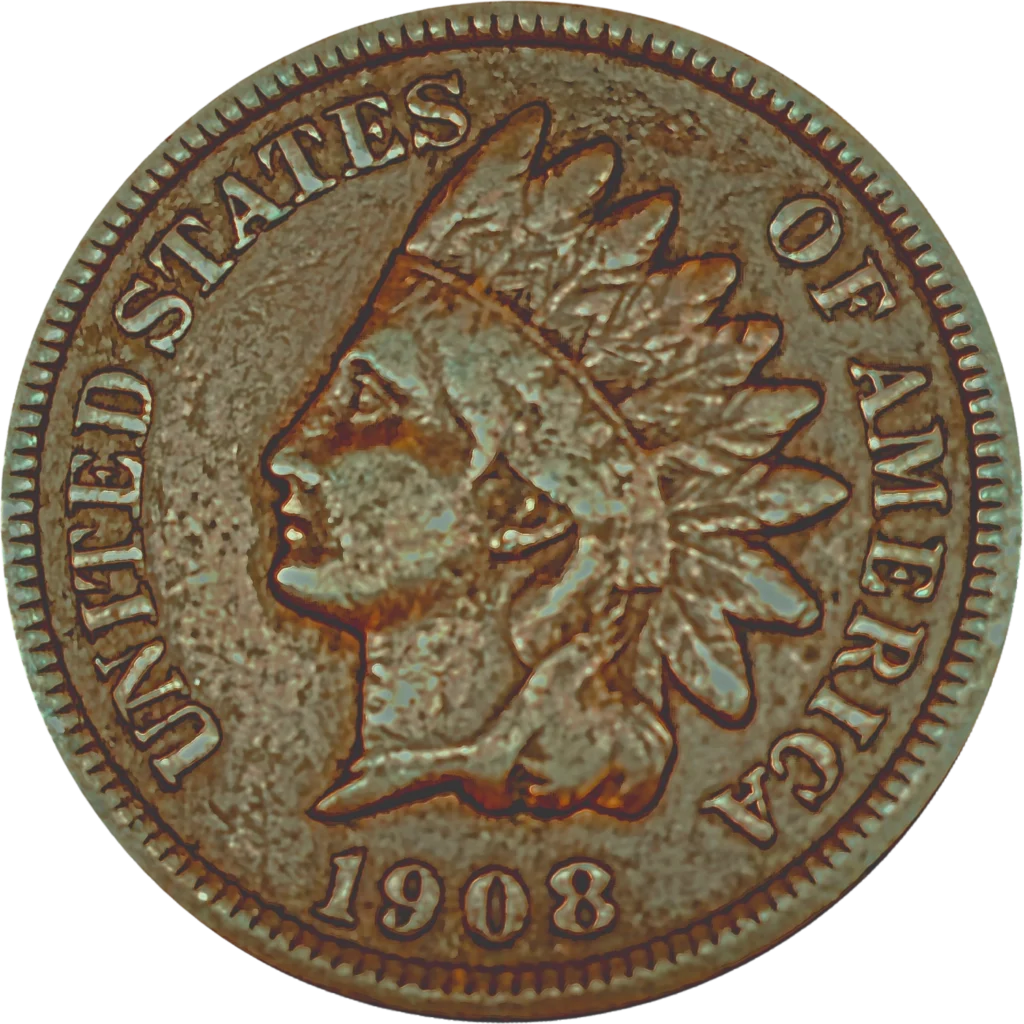 1908 S semi key date Indian Head Cent Obverse View