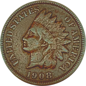 1908 S semi key date Indian Head Cent Obverse View