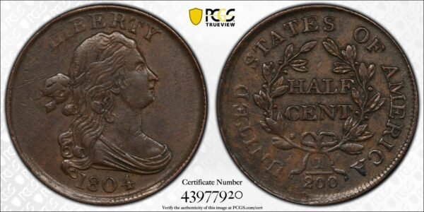 1804 Half Cent Plain 4 No Stems PCGS Photo