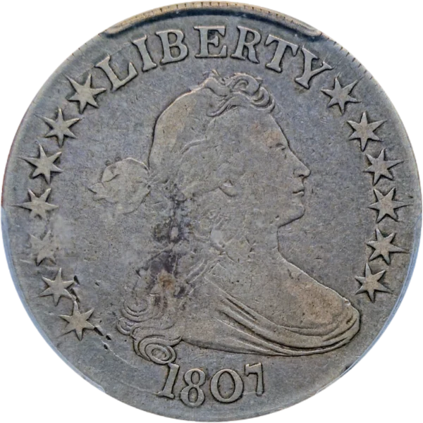 1807 Draped Bust Half Dollar PCGS F15 Obverse View