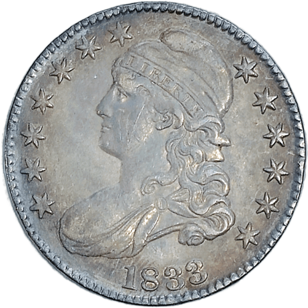 1833 Capped Bust Half O-107 Toned Obverse View