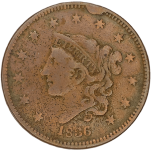 1836 Matron Head Large Cent Obverse