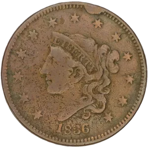 1836 Matron Head Large Cent Obverse