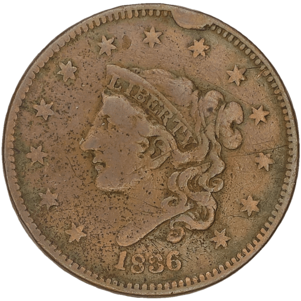 1836 Matron Head Large Cent Obverse