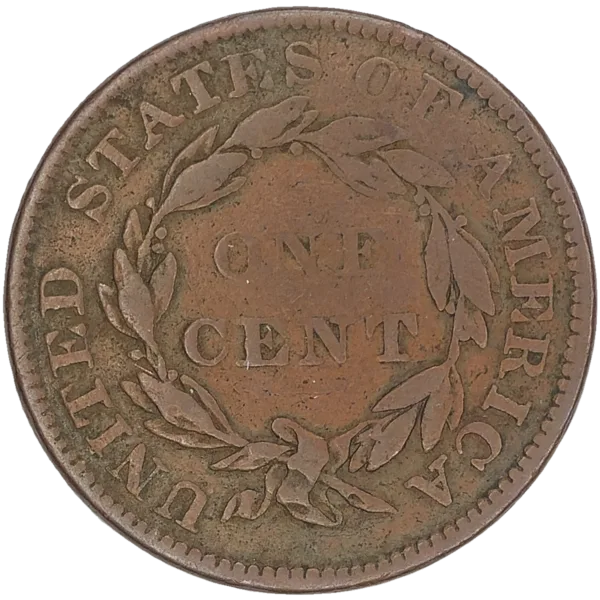 1836 Matron Head Large Cent Rerverse