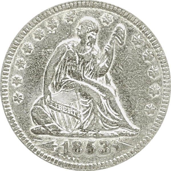 1853 Seated Liberty 25c A&R