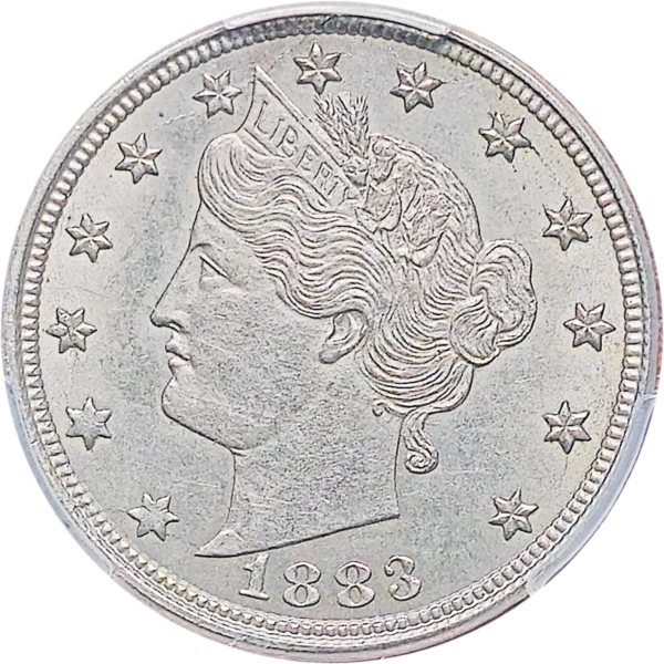 1883 No Cents V Nickel Obverse View