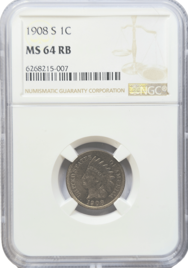 1908 S Indian Head Cent NGC MS64RB