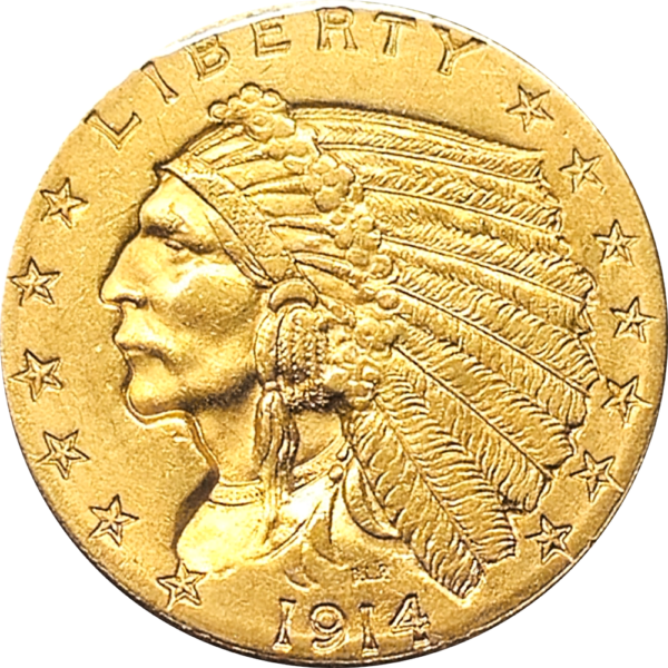 1914 $2.5 Indian Head Gold Obverse View