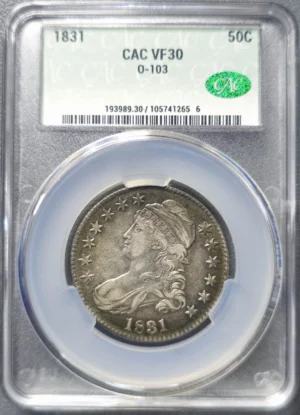 CACG 1831 Capped Bust Half Dollar VF30