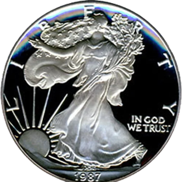 1987 S American Silver Eagle Proof Obverse View