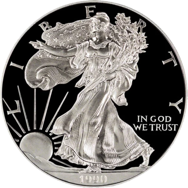 1990 S American Silver Eagle Proof Obverse View