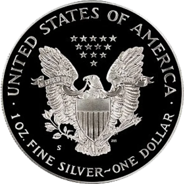 1991 S American Silver Eagle Reverse View