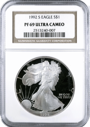 1992 S American Silver Eagle NGC PF69UC