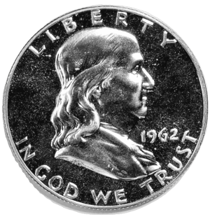 1962 B Franklin Half Dollar Proof Obverse View