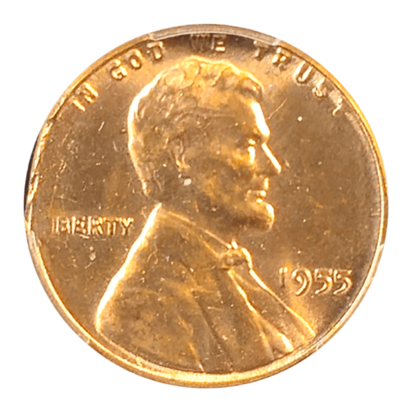 1955 Lincoln Wheat Cent Ragged Clip PCGS Obverse View