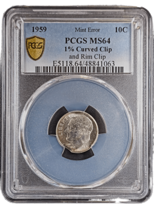 1959 Roosevelt Dime with Unique Errors PCGS MS64 Obverse Holder