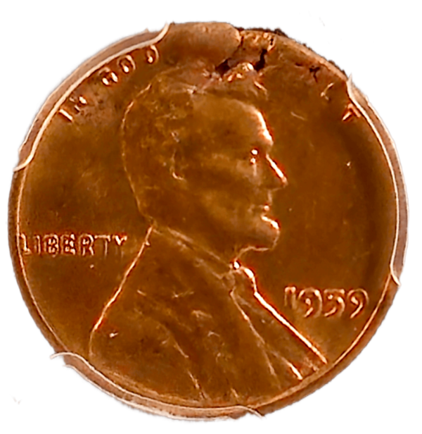 1959 Lincoln 1¢ Stuck on Defective Planchet PCGS MS62 RB Obverse