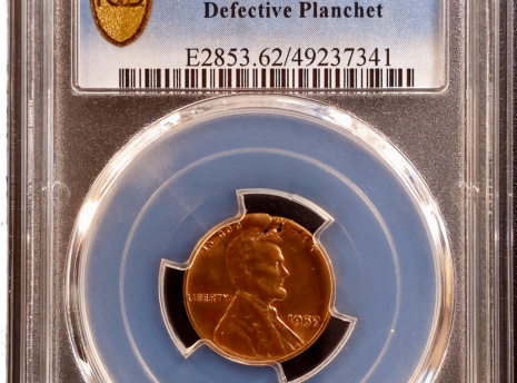 1959 Lincoln 1¢ Stuck on Defective Planchet PCGS MS62 RB Obverse Holder