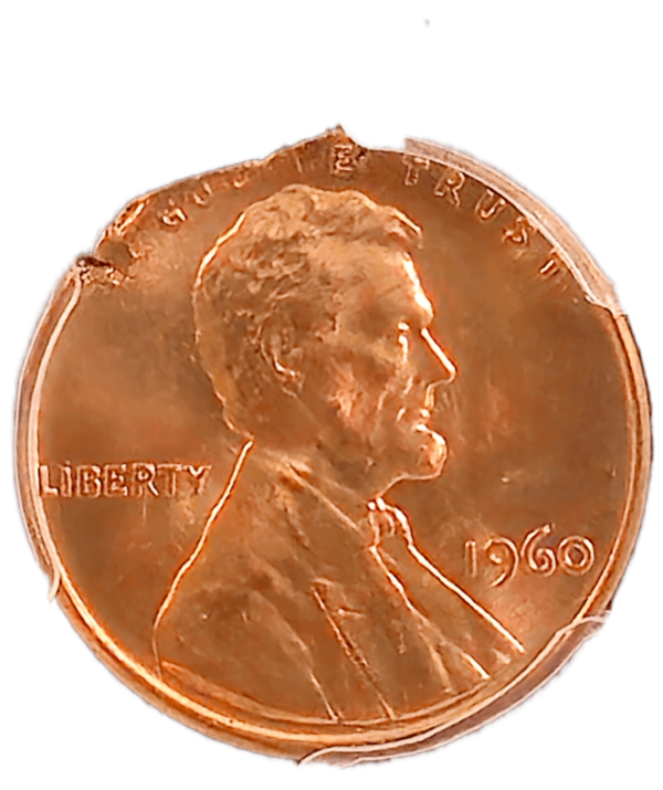 1960 P Large Date Lincoln Cent 3% Ragged Clip Obverse View