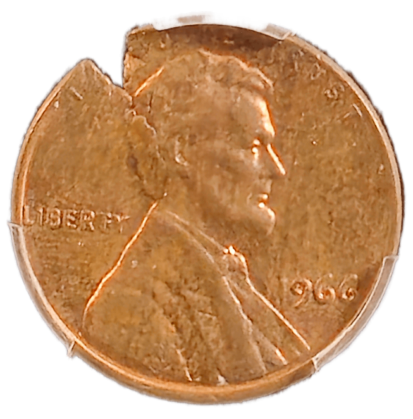 1966 Lincoln Cent on Defective Planchet Obverse View