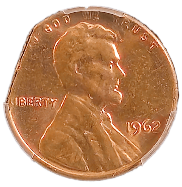 1962 Lincoln Cent 5% Straight Clip Obverse View