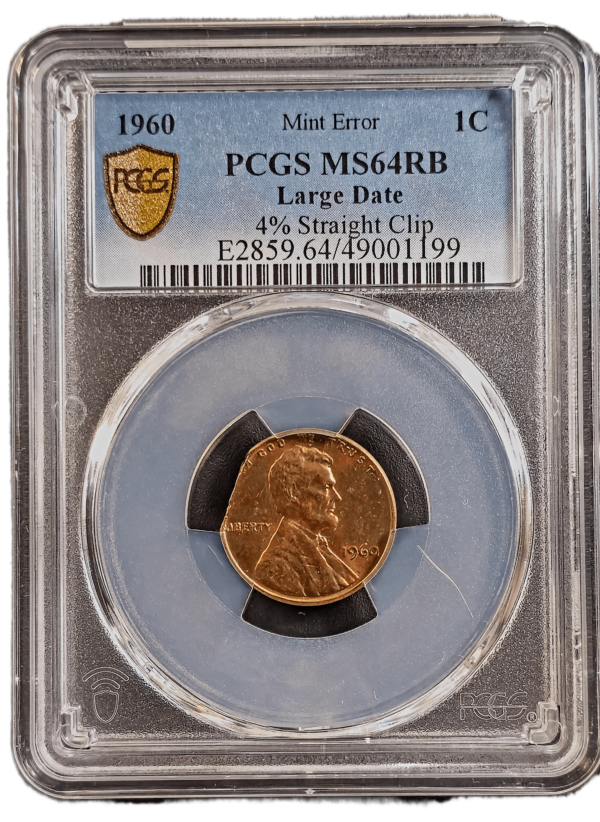 1960 P Large Date Lincoln Cent 4% Straight Clip PCGS