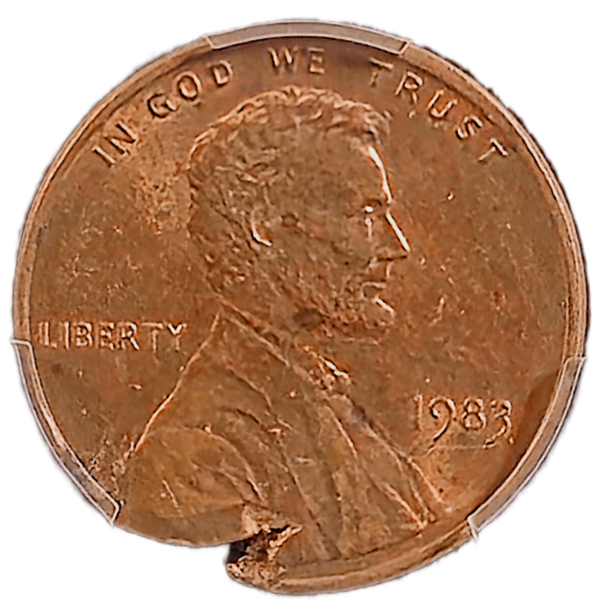 1983 Lincoln Cent on Defective Planchet PCGS MS63 RB Obverse View