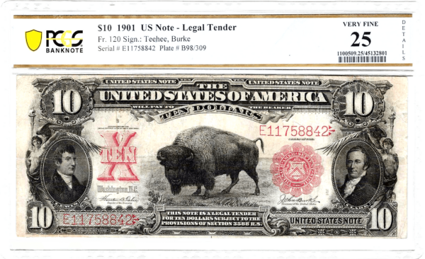 1901 $10 Fr-120 Buffalo Legal Tender Obverse