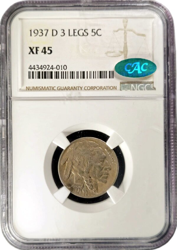 1937 D three legged Buffalo 5c NGC CAC