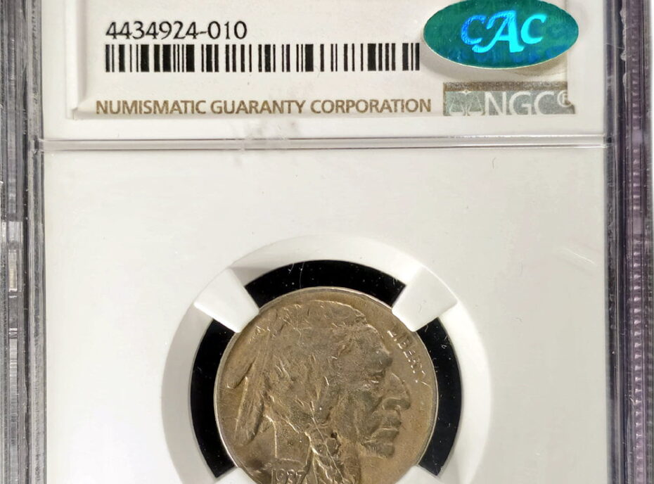 1937 D three legged Buffalo 5c NGC CAC