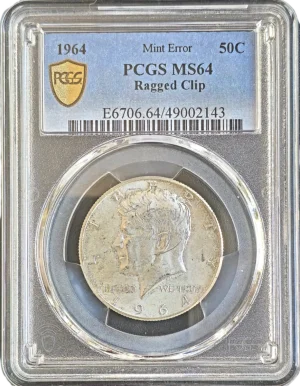 1964 Kennedy Half Defective Planchet Error PCGS MS64 Holder Obverse