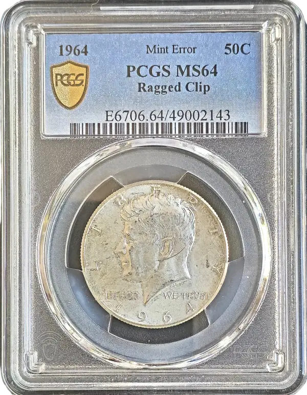 1964 Kennedy Half Defective Planchet Error PCGS MS64 Holder Obverse