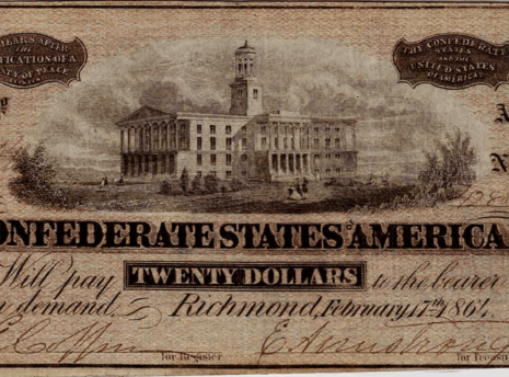 Confederate States of America $20 Note T-67 Obverse View