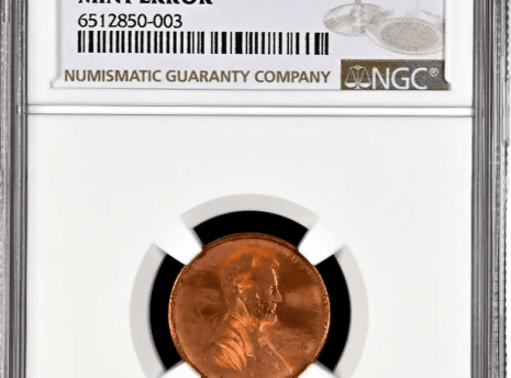 No Date Lincoln Cent Struck Through NGC Mint Error Obverse Holder View