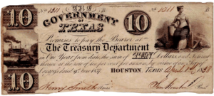 1838 Republic of Texas $10 Obverse View