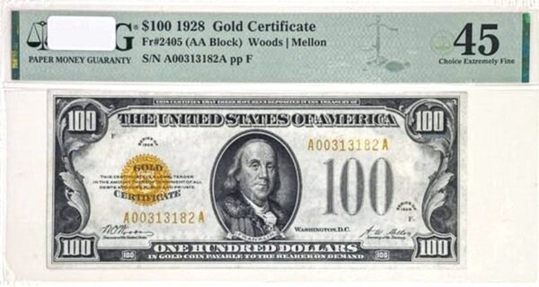 F-2405 $100 Gold Certificate 1928