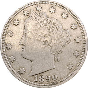 1890 "V" Nickel Obverse