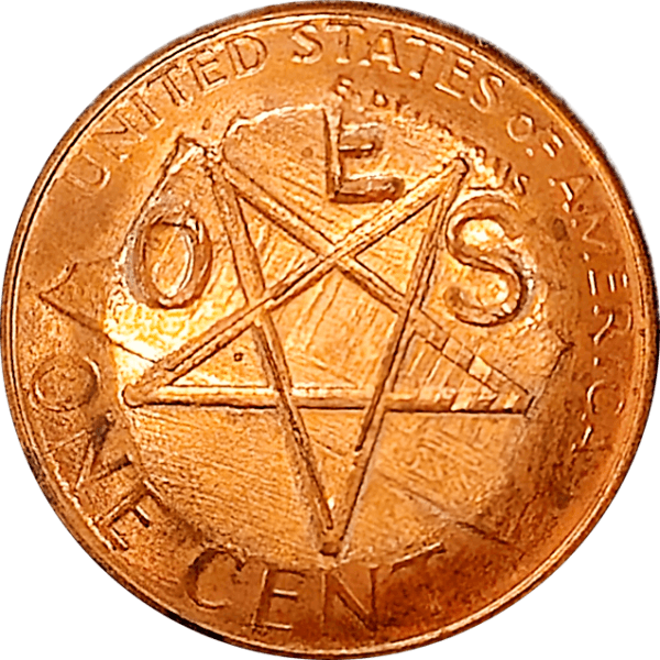 Masonic and Eastern Star Fraternal Token Made with Lincoln Cent