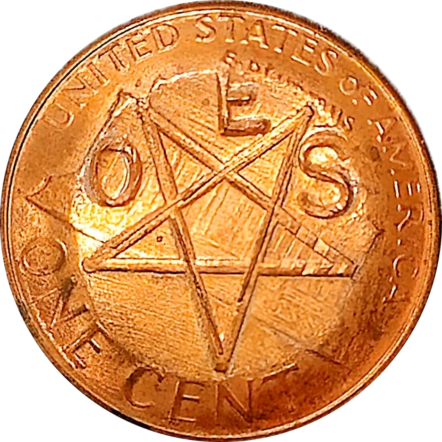 Masonic and Eastern Star Fraternal Token Made with Lincoln Cent