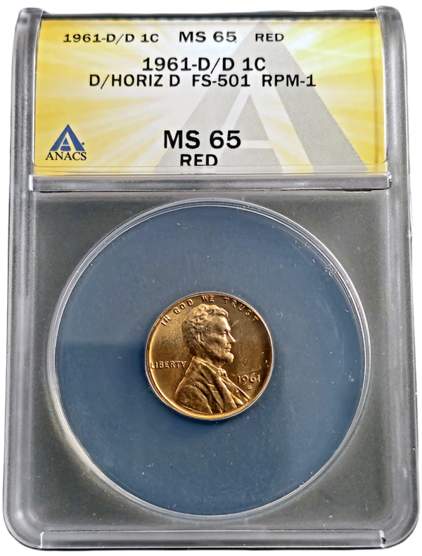 1961 D over Horizontal D ANACS MS65 Red