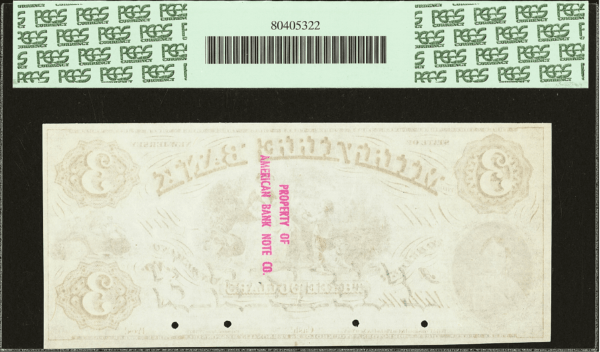 $3 Obsolete Proof Millville NJ Reverse View