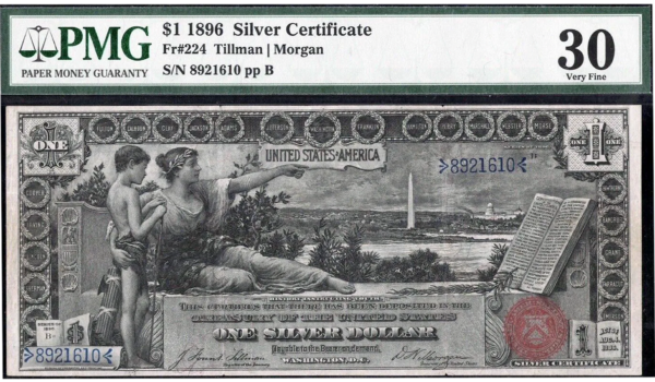 1896 Fr#224 $1 Education Silver Certificate