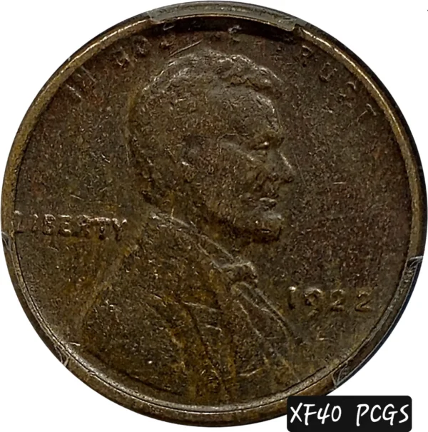 1922 Lincoln Cent No-D PCGS XF40 Strong Reverse