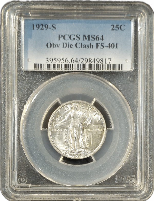 1929 S Standing Liberty Quarter Die Clash FS-401 Obverse Holder View